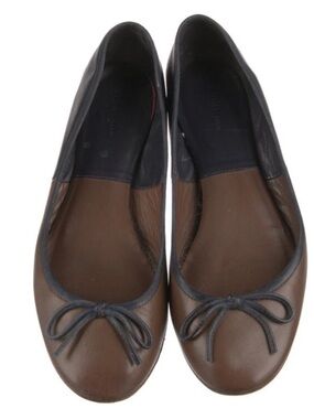 Celine Color Block Leather Ballet Flats Brown and Black